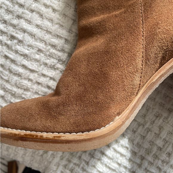 *SOLD* Vintage Y2K Browns tan and cream suede & shearling heeled boots 37 - Picture 8 of 15